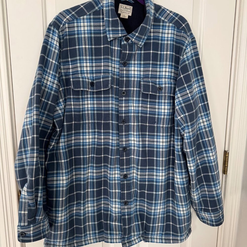 LL Bean Fleece Lined Flannel Mens XL